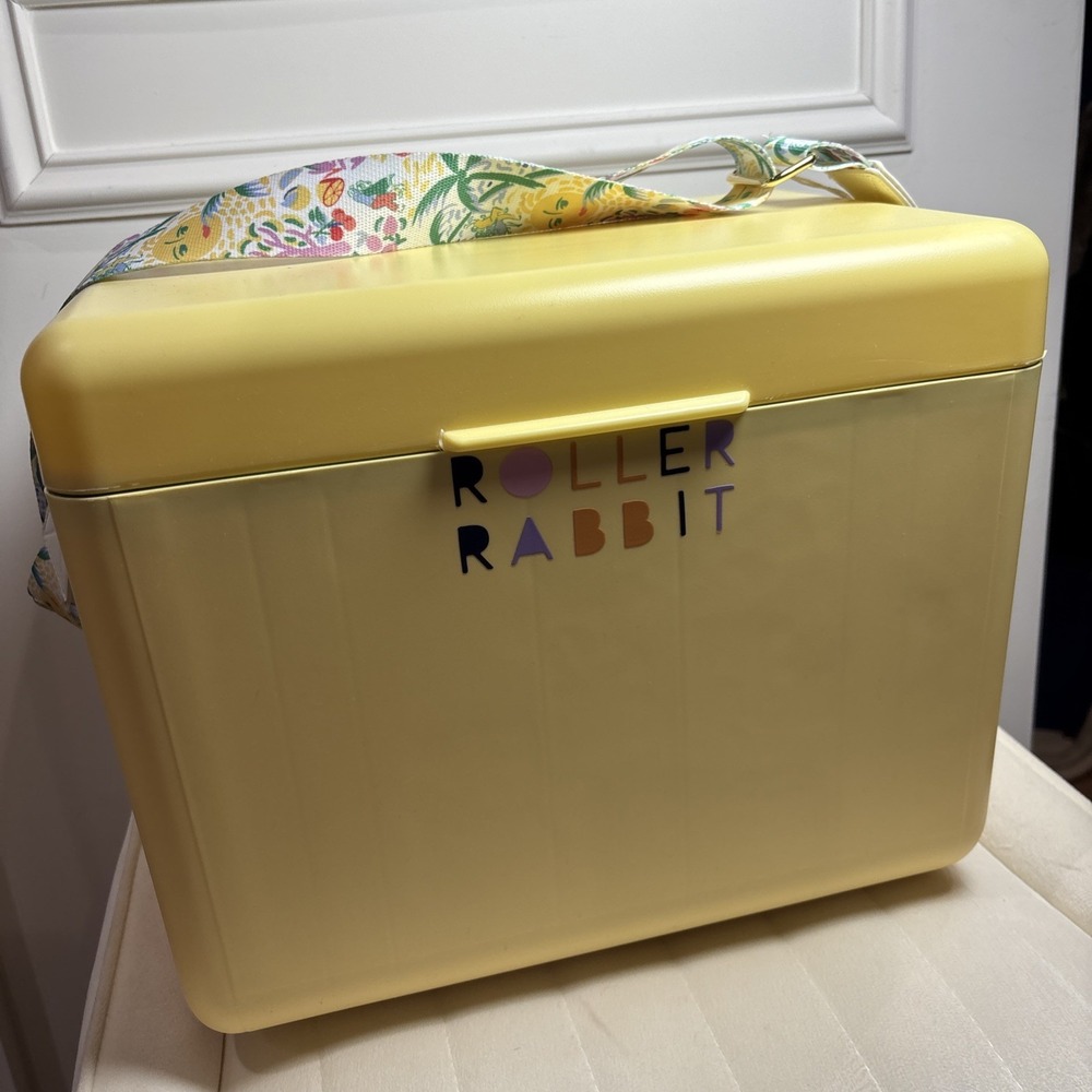Roller Rabbit Target Yellow Hard Sided Cooler with Floral Shoulder Strap 11qt
